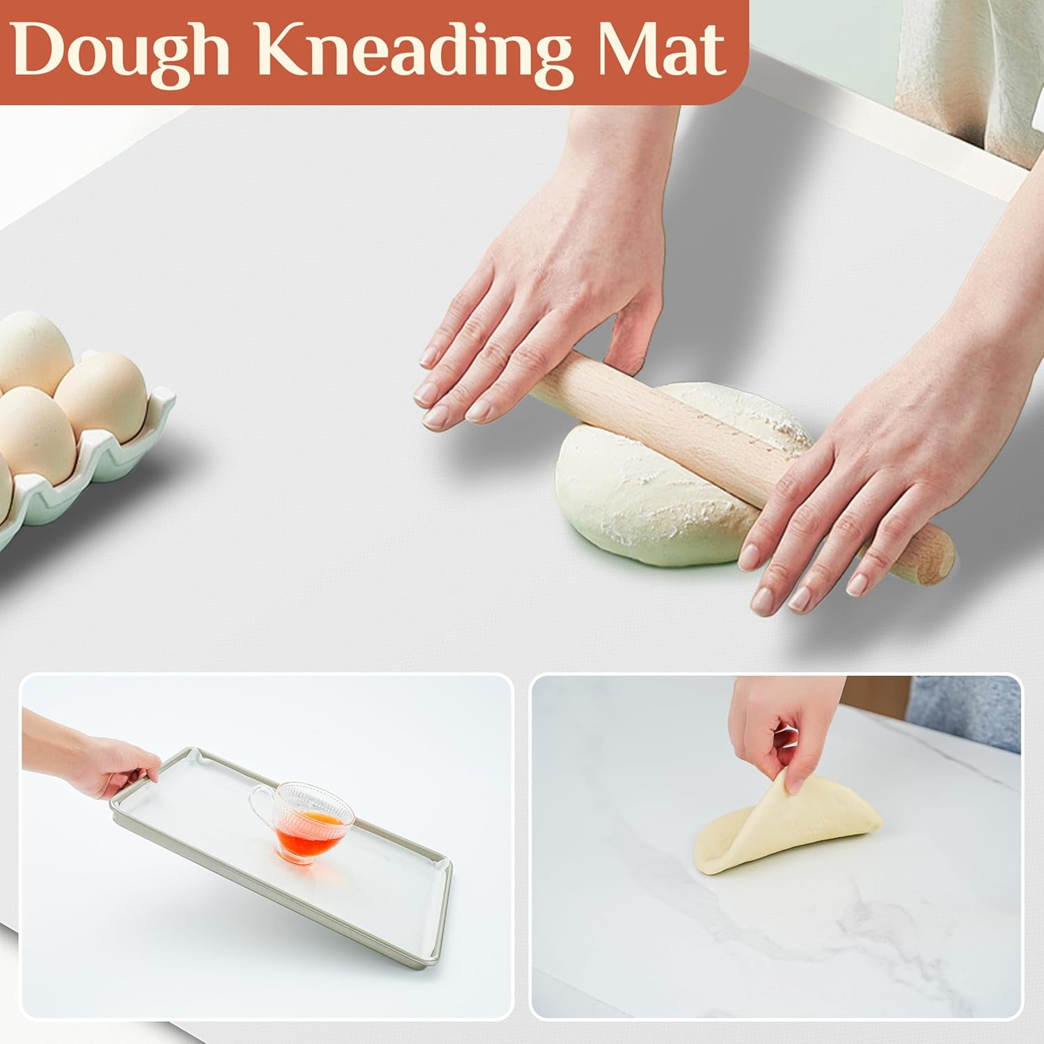 Silicone Baking Mat Roll - Best German Silicone Mat for Baking - Non Stick Silicone Pastry Mat, Non-slip Silicone Counter Mat, Reusable Air Fryer Liner, Oven Liner Mat, Freeze Dryer Mat