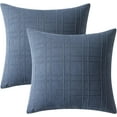 thumbnail image 7 of SUSIELADY Decorative Linen Check Throw Pillow Covers Neutral Farmhouse Vintage Pillow Covers 18x18 Inch Set of 2 Boho Modern Home Decor for Sofa Couch Bedroom Cushion Chair, Blue, 7 of 7