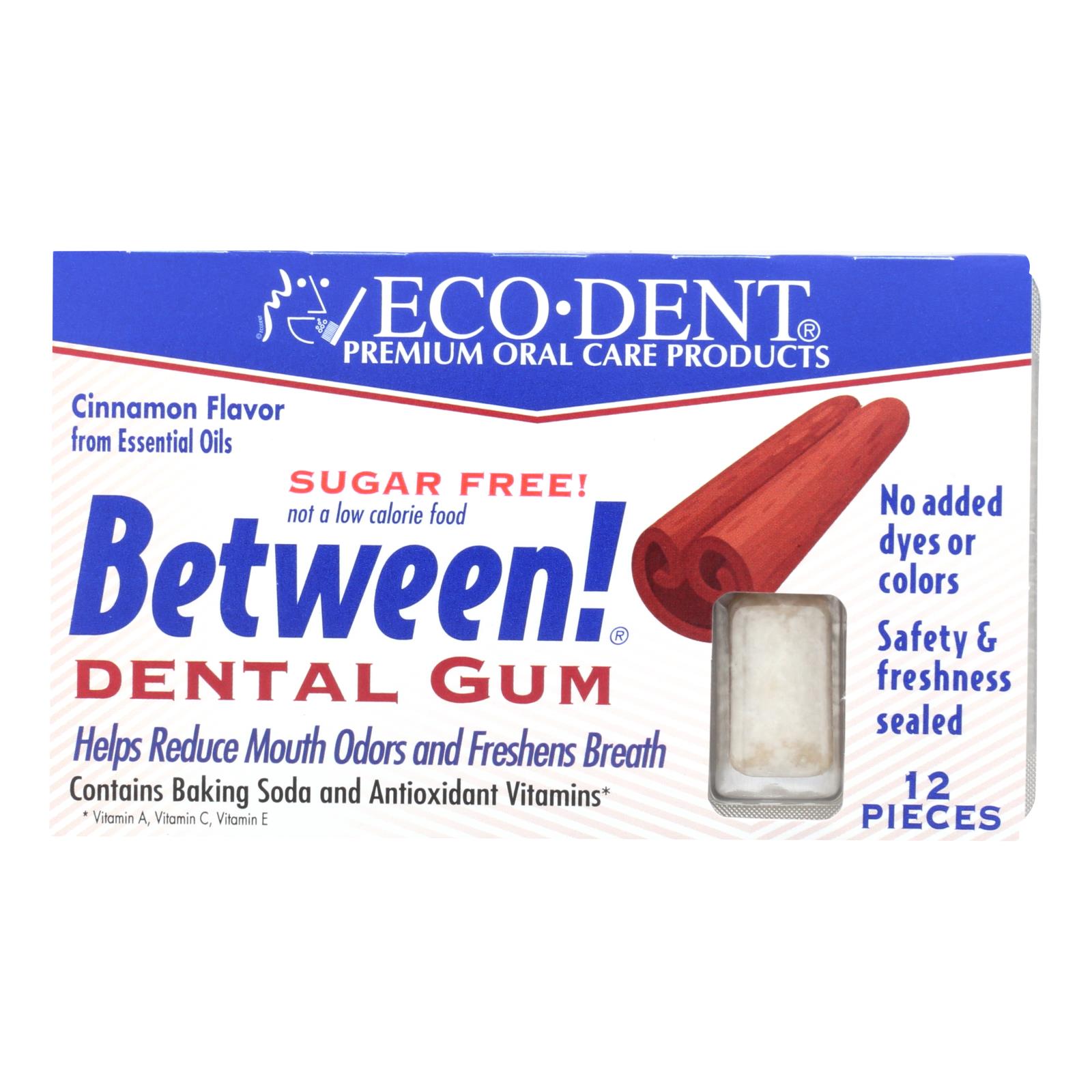 Pack of 12 EcoDent Between Dental Gum Cinnamon