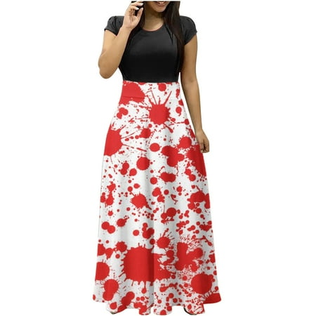 

Boho Heart Witch Skeleton Pumpkin Print Long Dress For Womens Maternity Fall Dresses for Women