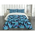 thumbnail image 3 of Ambesonne Grungy Quilted Bedspread Set 3 Pcs, Trippy Neon, King Size, Sky Blue Black Pink, 3 of 5