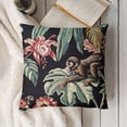 thumbnail image 3 of Monkeys Pillow Throw Cover Black Cushion Case Guarana Tree Black Fabric Sofa Home Décor Animals Pillows, 3 of 5