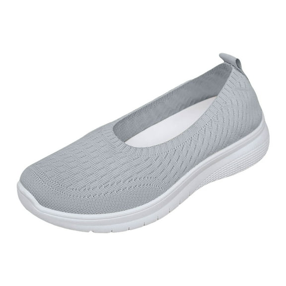 YLYL Women's Knitted Orthopedic Walking Shoes Non-Slip Round Toe Comfortable Breathable Soft Sole Slip-On Casual Shoes