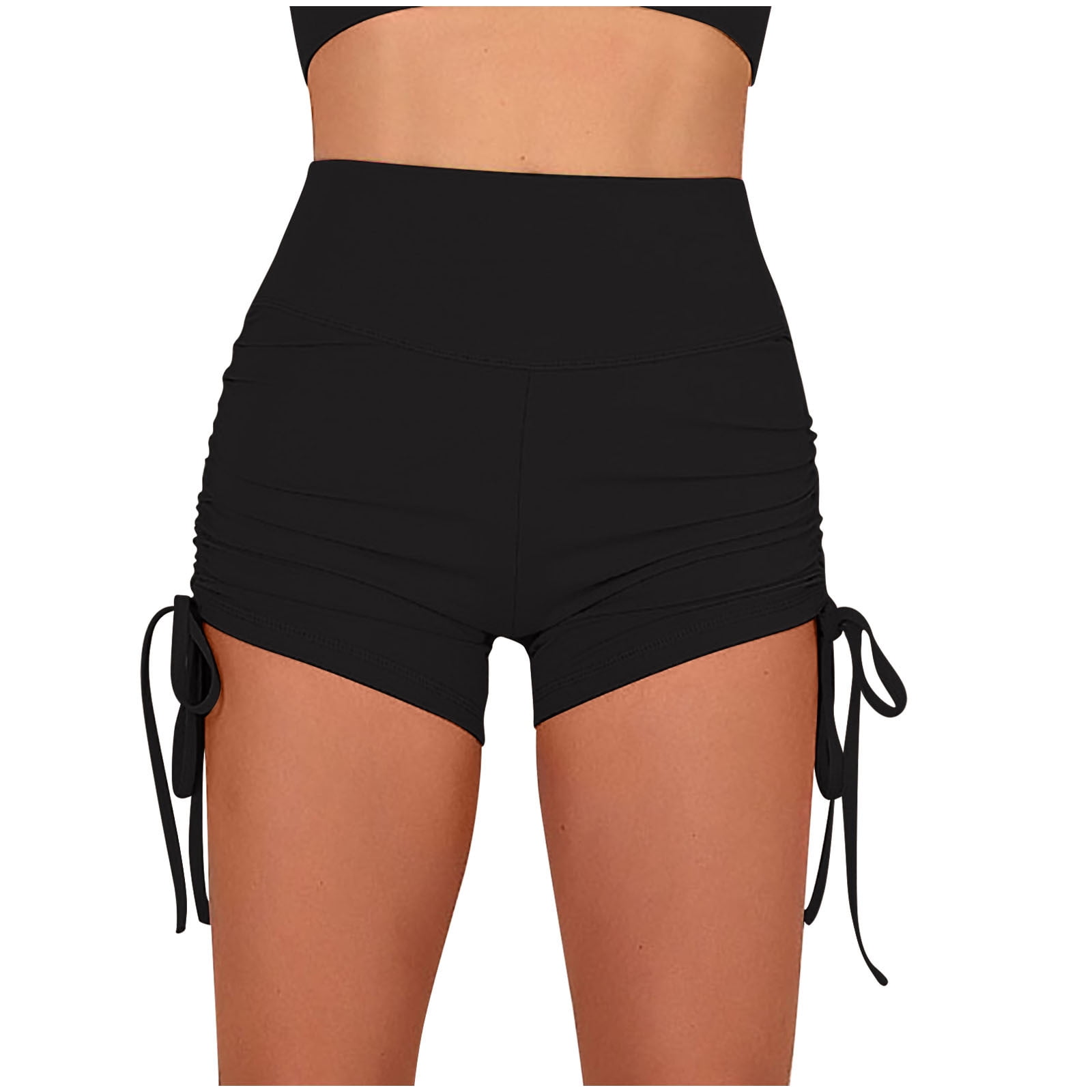 Women’s High Waisted Adjustable Yoga Shorts Butt Lifting Ruched Workout Booty Gym Short Pants