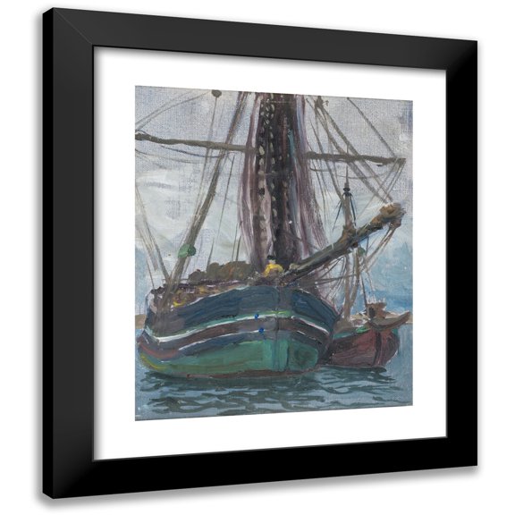 Anna Boberg 12x14 Black Modern Framed Museum Art Print Titled - Fog Rising from the Sea. Study from Lofote (1907)
