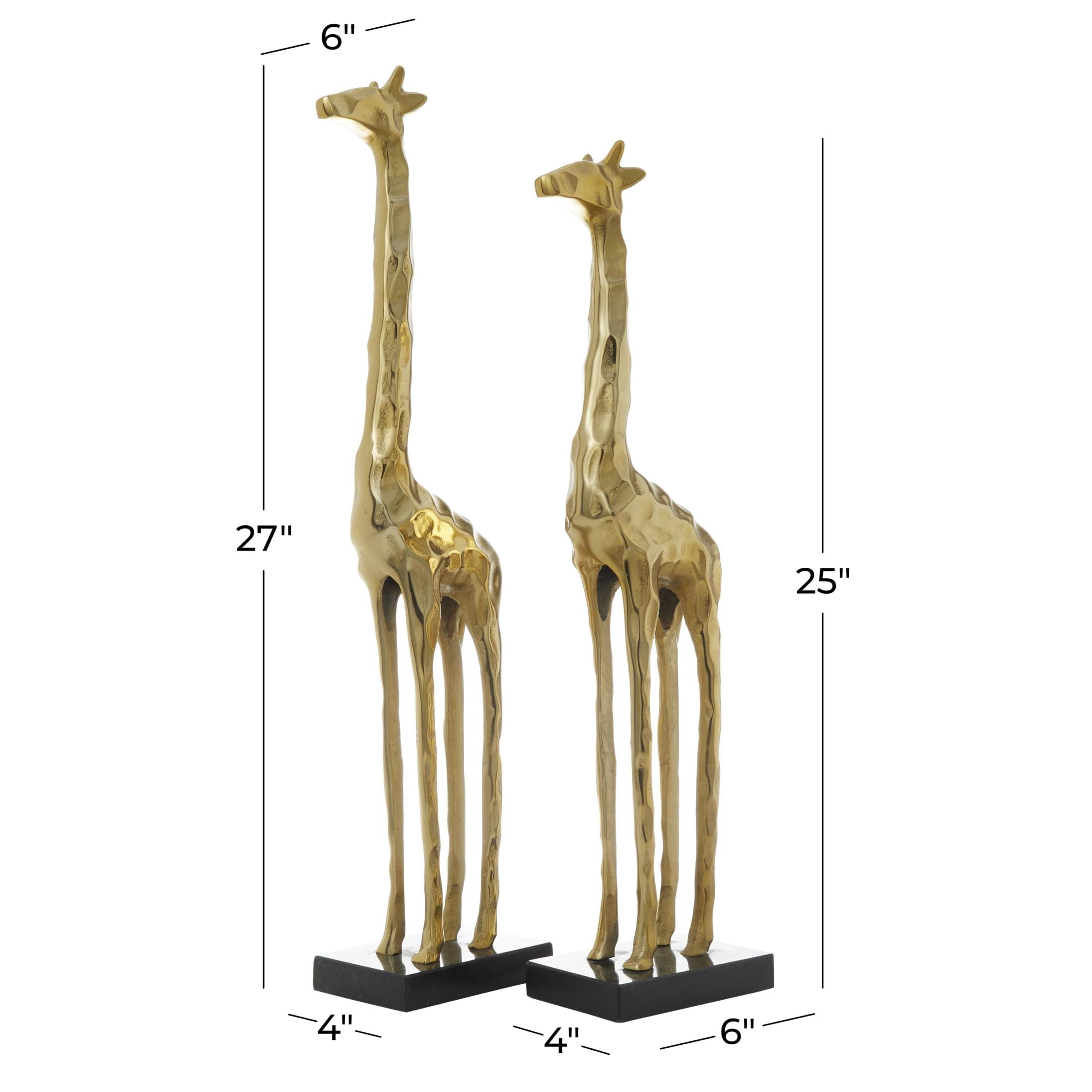 27", 24"H Gold Aluminum Metal Giraffe Sculpture, by DecMode (2 Count)