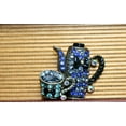 thumbnail image 2 of Vintage Teapot Brooch, Antique Silver Teapot Brooch Pin,  Enamel Crystal Rhinestone Teapot Cup Brooch Pin, 2 of 9