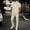 Khaki, variant on Mens Summer Waffle Knit 2 Piece Set Casual Outfits Button Down Short Sleeve Shirt & Loose Cargo Pants Tracksuit Walking Suits White