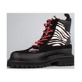 thumbnail image 4 of Cecelia New York Henry Black Zebra Pattern Lace Up Rounded Toe Ankle Boots (Black Leather, 9), 4 of 4