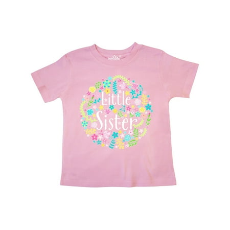 

Inktastic Little Sister with Flower Circle Gift Toddler Boy or Toddler Girl T-Shirt