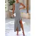 thumbnail image 3 of Vestido largo PRETTYGARDEN 2025 sin mangas con volantes, color gris sirena, 3 of 7