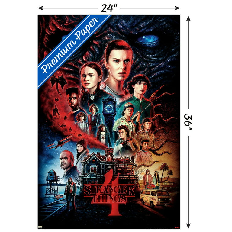  Stranger Things 1, 2, 3 & 4-4 Piece TV Show Poster Set (Regular  Styles - Version 2) (Size: 24 x 36 each Poster): Posters & Prints
