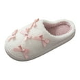 thumbnail image 3 of YLYL Women's Slip on Slipper Bow Lightweight Fur Lined House Bedroom Slides Shoes, 3 of 9