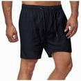 thumbnail image 3 of KPOPLK Mens Elastic Waist Drawstring Shorts Casual Classic Fit Stretch Flat Front Shorts with Pockets Size M,Black, 3 of 6