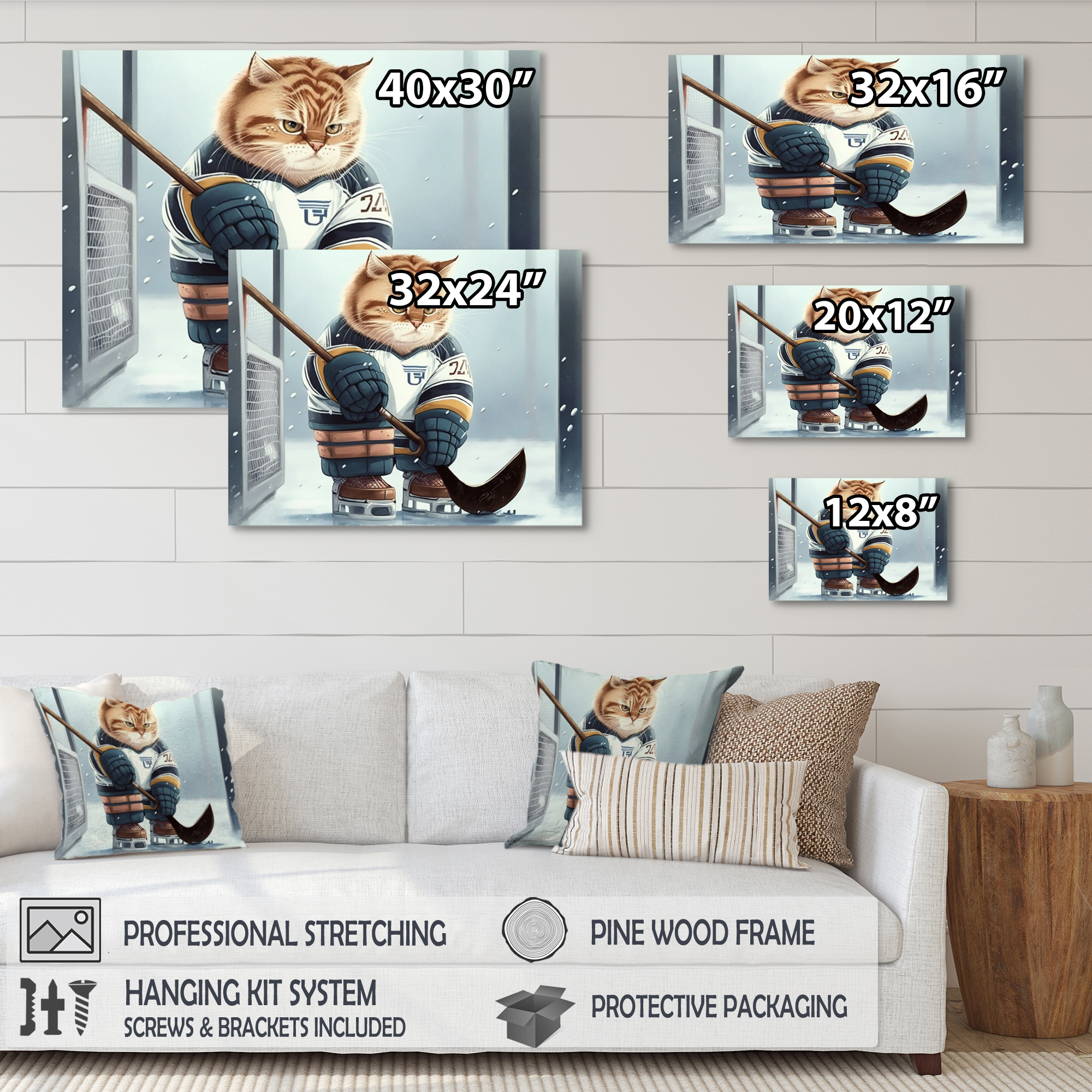 Designart Anime Hocket Cat On Ice Rink II Canvas Wall Art