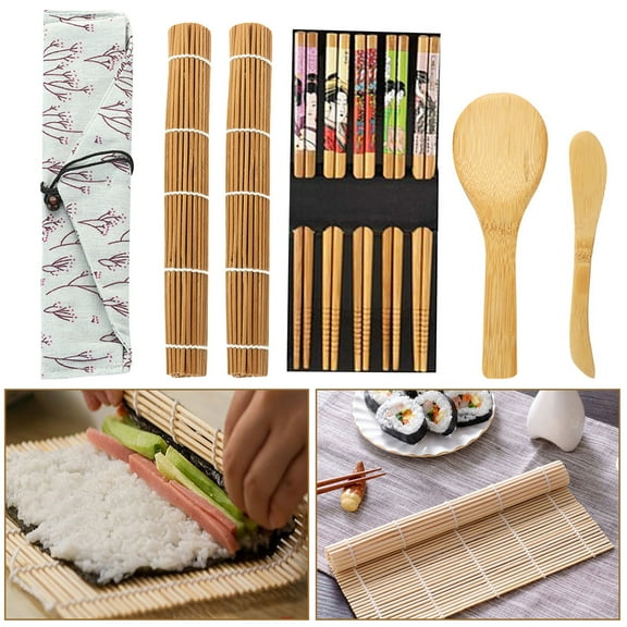 DIY Set Sushi 10 Piece Set Bamboo Sushi Rolling Mat, Sushi Chopstic