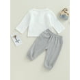thumbnail image 4 of Wassery Toddler Boys Fall Outfit Sets 6M 12M 18M 24M 3T 4T Infant Baby Boys Clothes Contrast Color Long Sleeve Sweatshirt  T-shirt and Long Pants Autumn Outfit 0-4T, 4 of 9