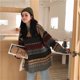 thumbnail image 3 of Suéter retro japonés de cuello redondo para mujer, abrigo holgado de manga larga estilo coreano de estilo perezoso para otoño e invierno, 3 of 6