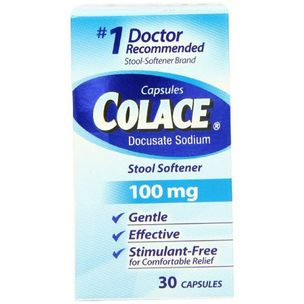 Colace Docusate Sodium Stool Softner, 100 mg Capsules, 30 Count ...