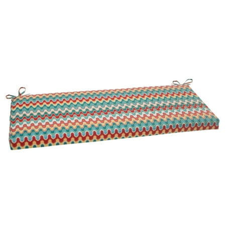 45" Moroccan Red & Turquoise Outdoor Patio Bench Cushion