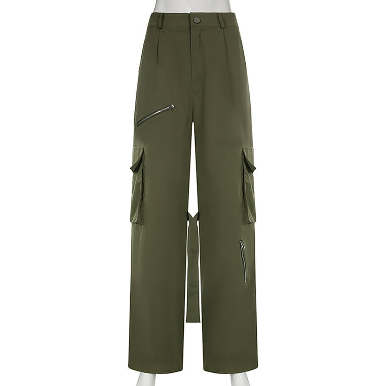 Women Low Waist Cargo Pants Indie Aesthetic Drawstring Loose Fit Jogger  Pockets Trousers Baggy Hippie Punk Streetwear