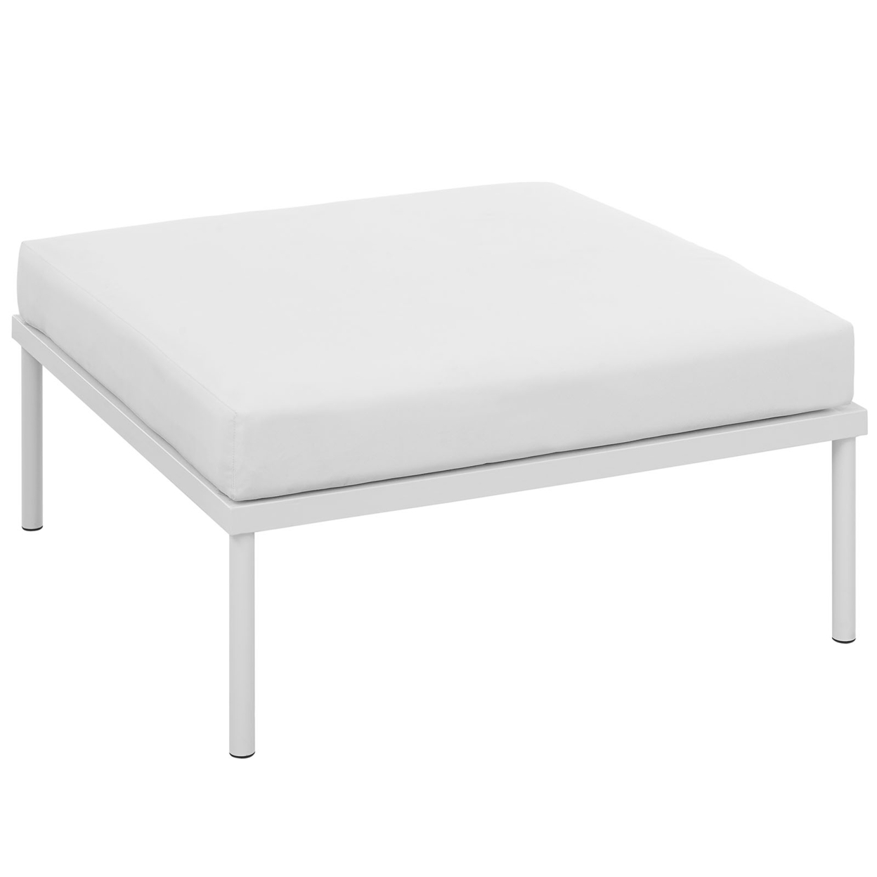 Modway Harmony Outdoor Patio Aluminum Fabric Ottoman in White/White - image 2 of 4