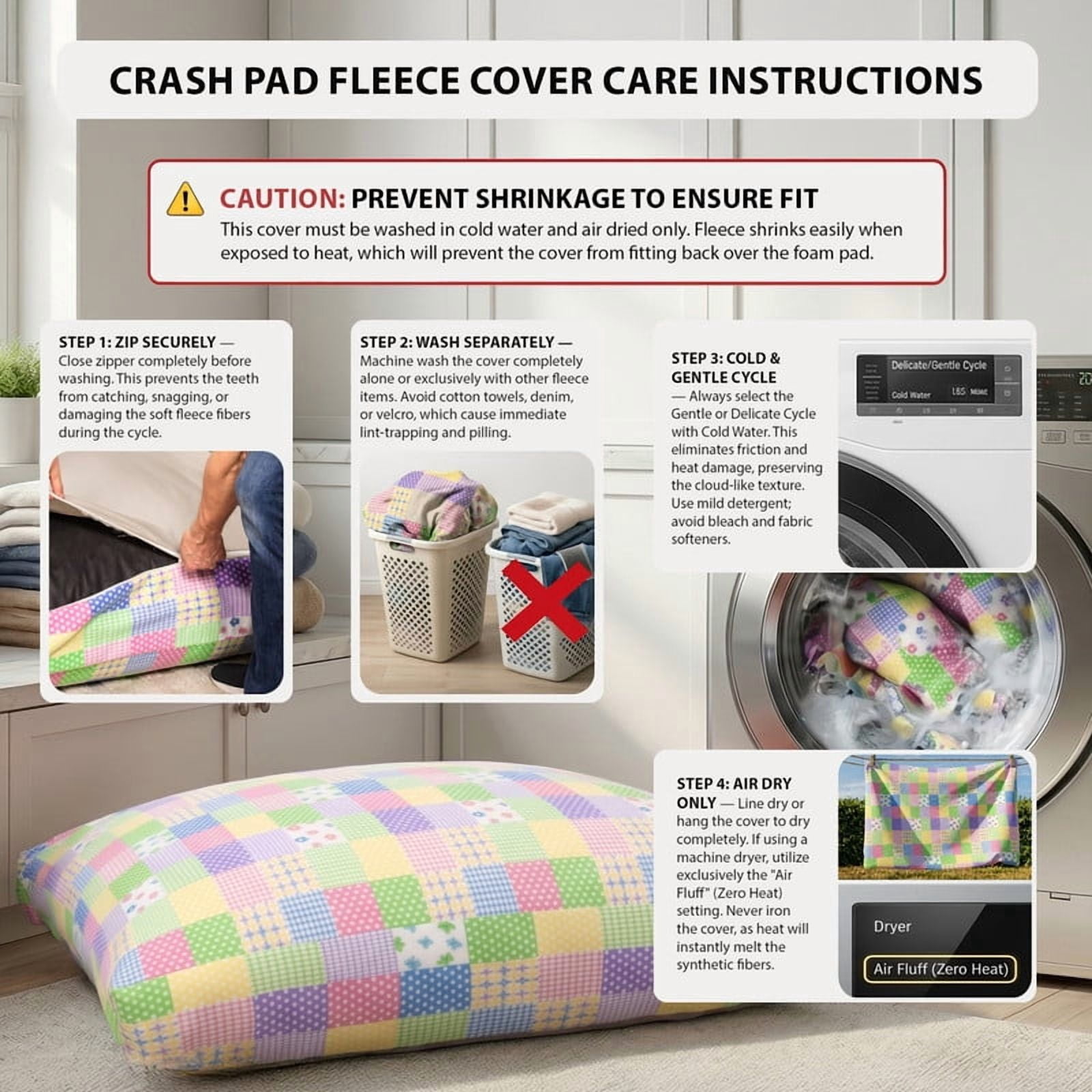 Sensory Crash Pad for Kids & Adults,Soft Landing Crash Mat with Foam Blocks,Removable and Washable Cover,Non-Slip Bottom for Jumping, Relaxing & Play,36" x 36"