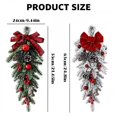 thumbnail image 3 of Goodw7 Christmas Wreath Teardrop Garland Set of 2, Handmade Artificial Hanging Ornaments with Bows Pinecones Berries, Festive Snowy Door Wall Decor for Holiday Home, 3 of 9