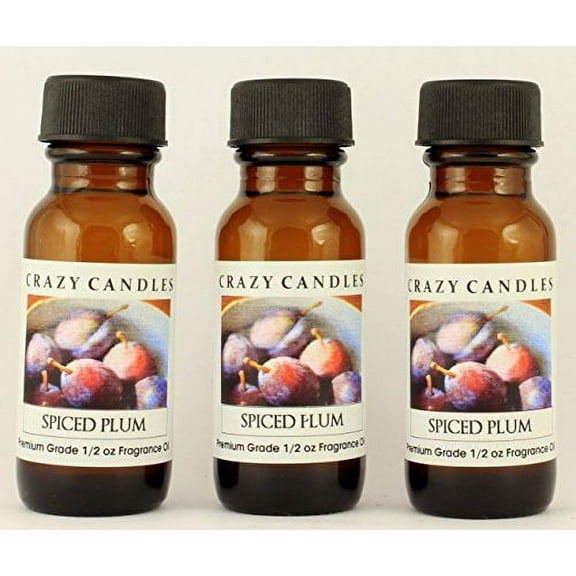 Spiced Plum 3 Bottles 1/2 FL Oz Each 15ml Premium Grade Scented Fragrance Oil by Crazy Candles