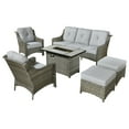 thumbnail image 4 of Ovios 5 Pieces High-Back Outdoor Patio Furniture with Fire Pit All Weather Wicker Conversation Furniture with Sofa for Backyard, 4 of 9