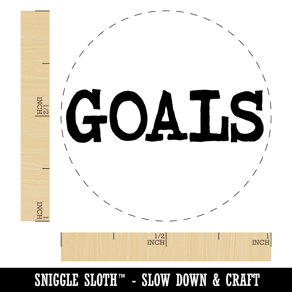 Goals Fun Text Self-Inking Rubber Stamp Ink Stamper - Fuchsia Ink - Medium 1 Inch