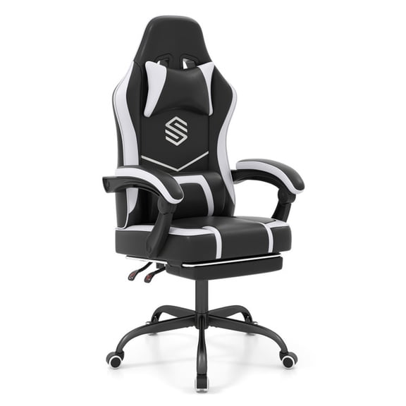 Furnibear Gaming Chair Height Adjustable Computer Chair with Headrest Ergonomic Office Task Chair, 330 lbs Capacity, Black