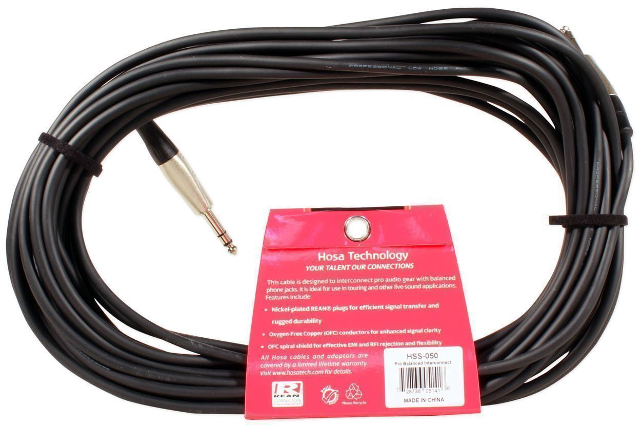 2) Hosa HSS-050 1/4" TRS 50ft Balanced Pro Audio Cables