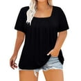 thumbnail image 2 of TODOZO T Shirts for Women Loose Fit Casual Lightweight Soft Basic Tees Summer Clothes for Women Plus Size Tops for Women Short Sleeve Square Neck Summer Loose Fit Tunic Top for Leggings Black Xxl, 2 of 5