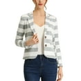 thumbnail image 1 of INSPIRE CHIC Blazer à Rayures pour Femme à Revers Cranté, Manches Longues, Boutonné, Gris Pâle L, 1 of 6