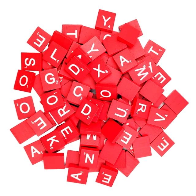 Milisten 100 Pcs Copeaux de Bois Naturels Rouges DIY 26 Lettres Anglaises Mots Alphabet Casse-Tête Boîte d'Écriture Développement Intellectuel Bébé Copeaux de Bois