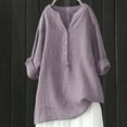 thumbnail image 3 of Gibobby Women's Button Up Shirts Long Sleeve Cotton Summer Beach Wear for Women with Pocket(Purple,5XL), 3 of 4