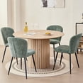 thumbnail image 2 of Dining Chairs Set of 2, Upholstered Chenille Fabric Kitchen Chairs With Metal Legs, Wingback Elegant Tufted Accent Vanity Chair For Dinner, Bedroom, Living Room, Apartment, Green, 2 of 7