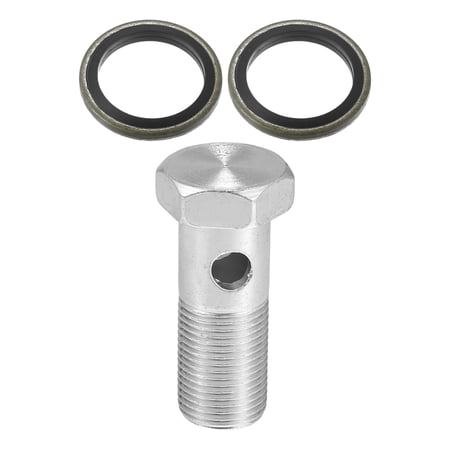 1 Set Car Brake Line Fitting Adapter 2.13" Length M18x1.5 Brake Line Thread Single Hollow Bolt