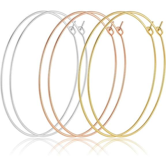 Multipack Dainty Large Thin Gold Plated Hoop Earrings for Women Hypoallergenic Earrings Lightweight 50mm 60mm 70mm Gold Plated/Silver/Rose Gold Plated Hoop Earrings