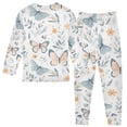 thumbnail image 2 of joogoo Hand Drawn Floral Butterfly 2 Piece Long Sleeve Tee and Pants Cotton Pajama Set 5Y, 2 of 7
