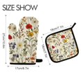 thumbnail image 2 of Yayeee Oven Mitts and Pot Holder Set of 4 Heat Resistant Kitchen Gloves Baking Hot Pad, Beige Floral, 2 of 5