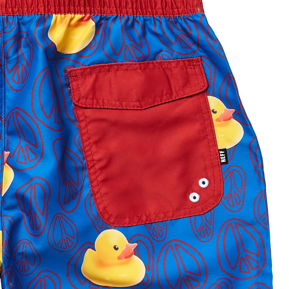 NEFF Men's Blue Ducky Peace Sign Daily Hot Tub Board Shorts for Swimming