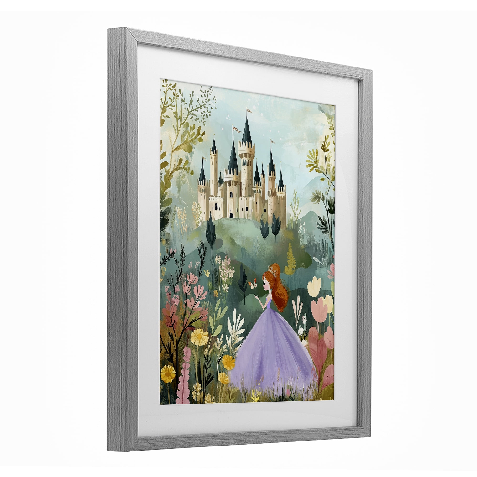 Stupell Industries Princess Day Out Gray Framed Print Under Glass, design by Christine Simpson Art