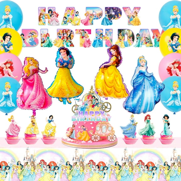 Princess Birthday Party Decorations, Princess Birthday Party Decorations - Princess Party Balloons Banners Cake Toppers Tablecloth etc Princess Party Decorations for Girls Princess Party Supplies