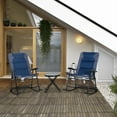 thumbnail image 3 of Resenkos 3-Piece Outdoor Rocking Chair Set, Portable Folding Patio Furniture for Relaxing, Durable Outdoor Seating with Table,Navy Blue, 3 of 11