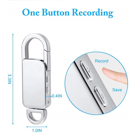 Blasgw 64GB Voice Recorder Keychain Recorder Audio Voice Recorder Small MP3 Digital Recorder For Lecture Interview Meeting Class Silver