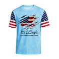 thumbnail image 2 of Zimjoy USA 250 Anniversary Shirts for Men USA Flag Spliced Short Sleeve Fourth of July Shirts Crew Neck Patriotic Independence Day T Shirt, Light Blue S, 2 of 5