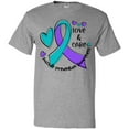 thumbnail image 3 of Inktastic Love and Care Suicide Prevention Awareness Ribbon and Hearts T-Shirt, 3 of 5