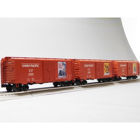 LIONEL UNION PACIFIC WWII BOXCAR ART PS1 PACK #2 O GAUGE 3 CAR SET 2442020